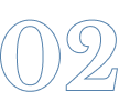 Outlined number 02 in blue