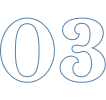 Outlined number 03 in blue