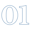 Outlined number 01 in blue